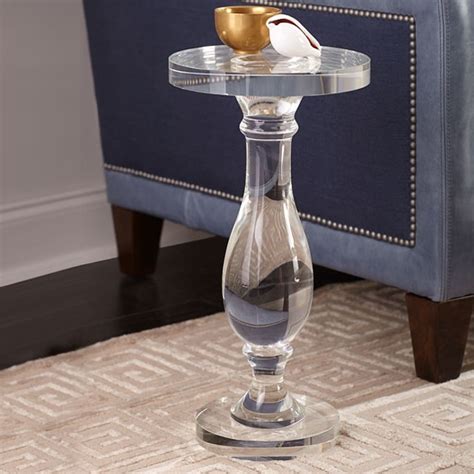 14 Modern Acrylic Clear Round End Table With Pedestal Homary Side