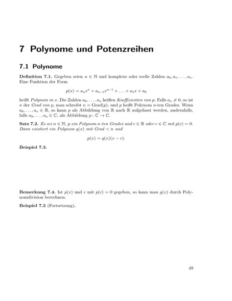 7 Polynome Und Potenzreihen