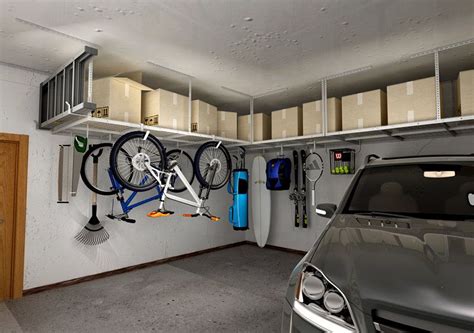 Goal i want to install an overhead storage in my garage. GR48 4′ x 8′ Overhead Garage Storage Rack Black | Garage storage | Garage storage racks ...