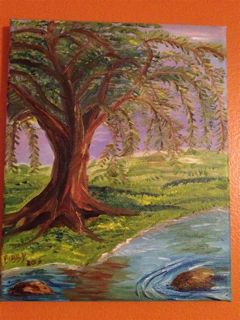 My First Oil Painting Willow Tree By A Stream It Is Untitled Painted