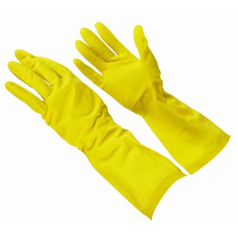Large Multi Use Yellow Rubber Flock Lined Gloves