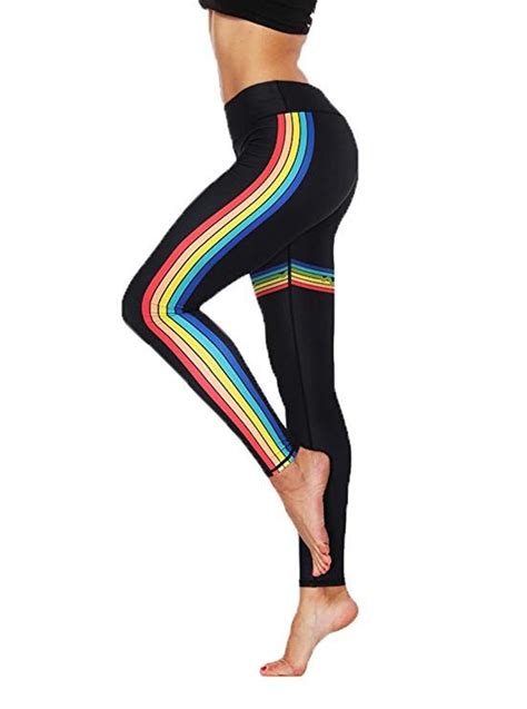 Womens Rainbow Printed Yoga Pants Workout Yoga Gym