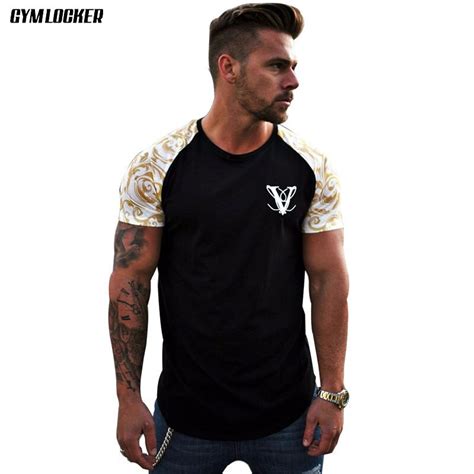 Gymlocker Mens T Shirt Printed Cotton Breathable Undershirt Slim Fit