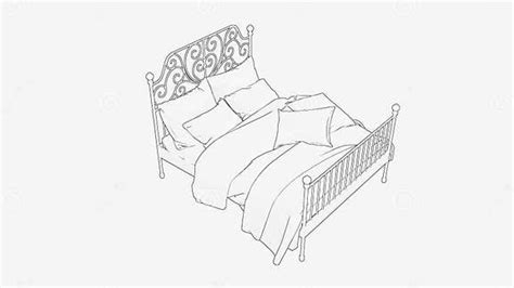 Classic Bed Outline Bed Line Drawing Bed Line Art Stock Illustration