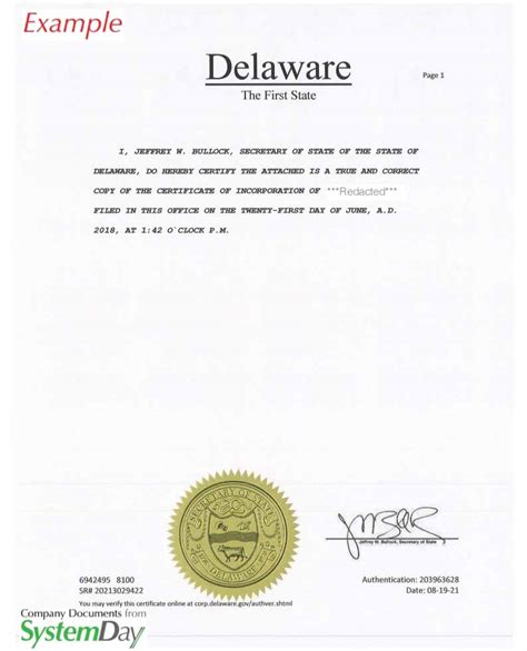 Delaware Company Documents