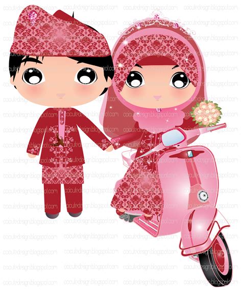 Animasi Gambar Pengantin Kartun Muslimah Png 260 Wedding Animasi