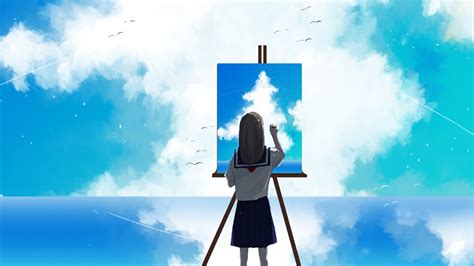 Anime Anime Girls Fantasy Girl Artwork Fantasy Art Clouds Women