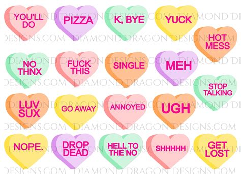 Valentines Anti Valentines Heart Candy Sayings Sweethearts Candy