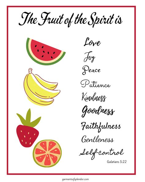 Printable Fruit Of The Spirit