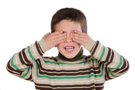 Funny Child Covering His Eyes Stock Image Image Of Kids Caucasian
