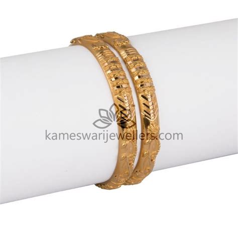 kolkata type broad pair gold bangles designs kameswari jewellers gold bangles