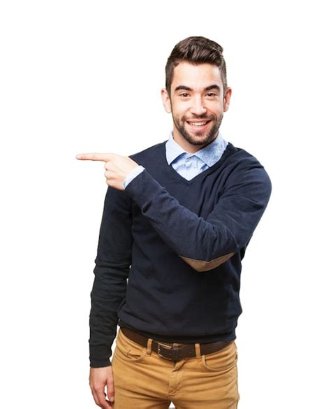 Man Pointing To His Left Photo Free Download