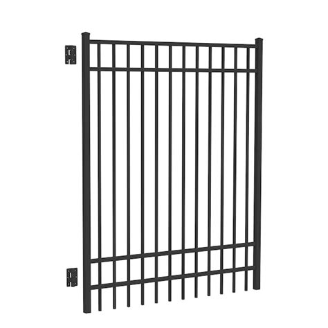 Freedom New Haven 6 Ft H X 5 Ft W Black Aluminum Spaced Picket Flat Top