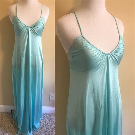 Aqua Blue Nightgown Vintage 1960s 1970s Nightgown Full Etsy