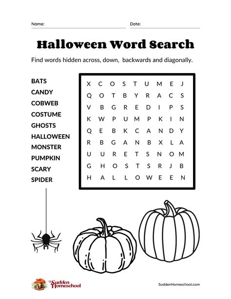 Halloween Word Search Printable Sudden Homeschool
