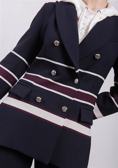 navy striped blazer