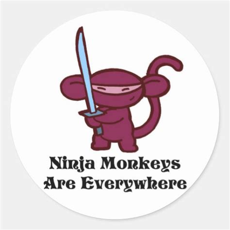 Ninja Monkeys Are Everywhere Classic Round Sticker Zazzle