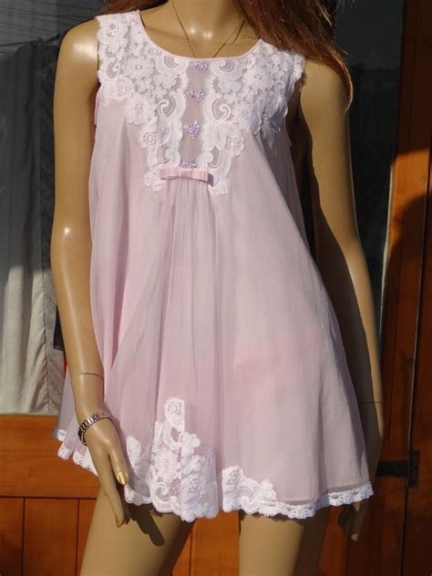 Vintage Double Layer Baby Doll Nightie Inner Layer Is Soft Silky Nylon
