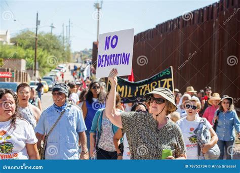 group protesting deportation of veterans at usa and mexico border editorial stock image image