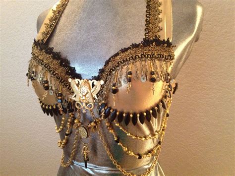 gold and black egyptian inspired tribal fusion bellydance bra by olah california on etsy