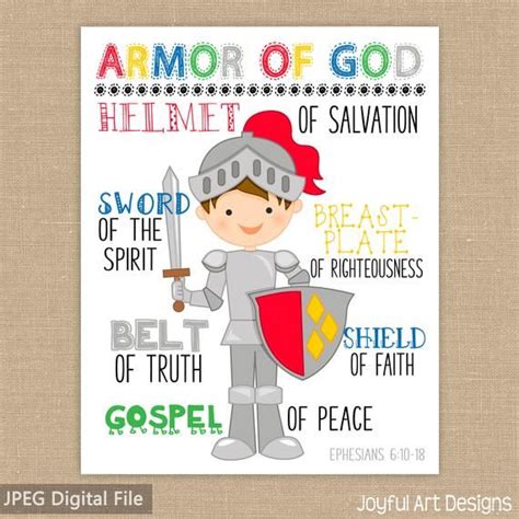 Armor Of God Ephesians 610 18 Christian Wall Art Knight Decor