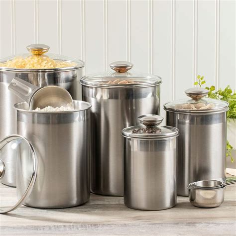 Buy Them Safely Canister Set 4 Piece Stainless Steel Kitchen Storage