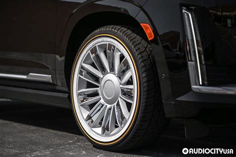 22 Cadillac Escalade Platinum Wheels Hyper Silver With Chrome Inserts