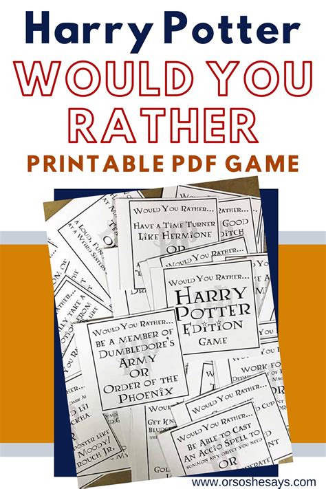 Harry potter is an ordinary boy who lives in a cupboard under the stairs at his aunt petunia and uncle vernon's house, which he thinks is normal for someone like him who's parents have been killed in a 'car crash'. Harry Potter Would You Rather ~ Printable PDF Game