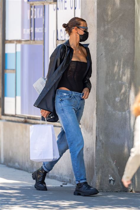 Irina Shayk Wearing Corset Top And Low Rise Jeans In Nyc Popsugar Fashion Photo