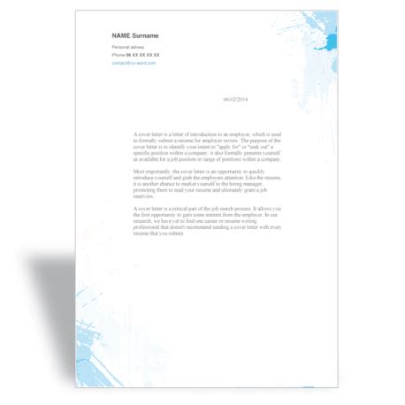 word cover letter template painter