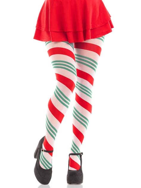 Holiday Ribbon Striped Tights Womens Hosiery Leg Avenue