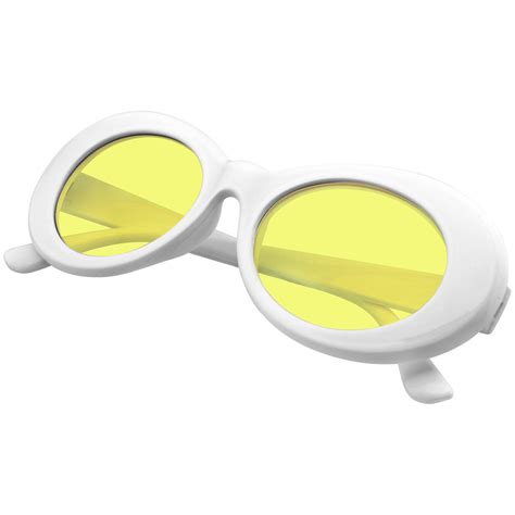 Yellow Oval Sunglasses Emblem Eyewear Oversize Round Goggle Retro