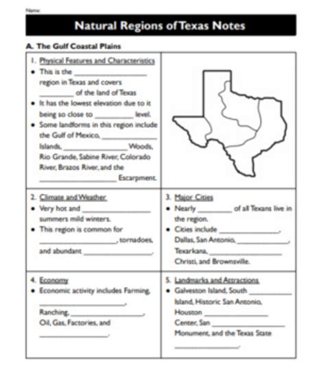 Natural Regions Of Texas Notes Amped Up Learning