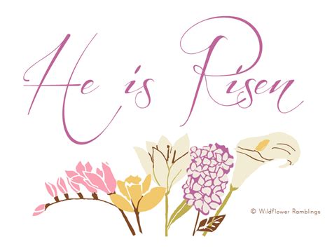 Easter day resurrection sunday celebration icon of he is risen cross crucifix in ornate ribbon. Happy Easter! {"He is Risen" Free Printable Poster} - Wildflower Ramblings