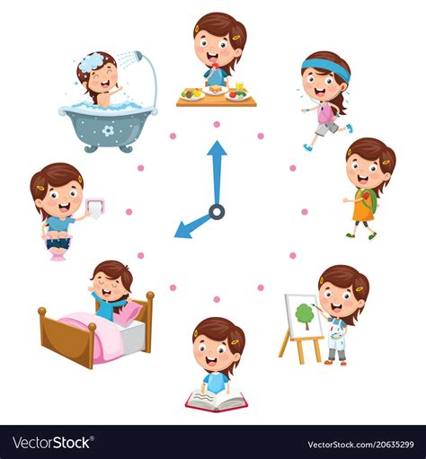 Daily Routine Activities Royalty Free Vector Image