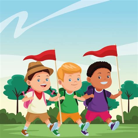 Kids And Summer Camp Cartoons Vector Free Download