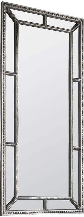 Lawson Leaner Rectangular Mirror Pewter Panelled Frame 158cm X 79cm