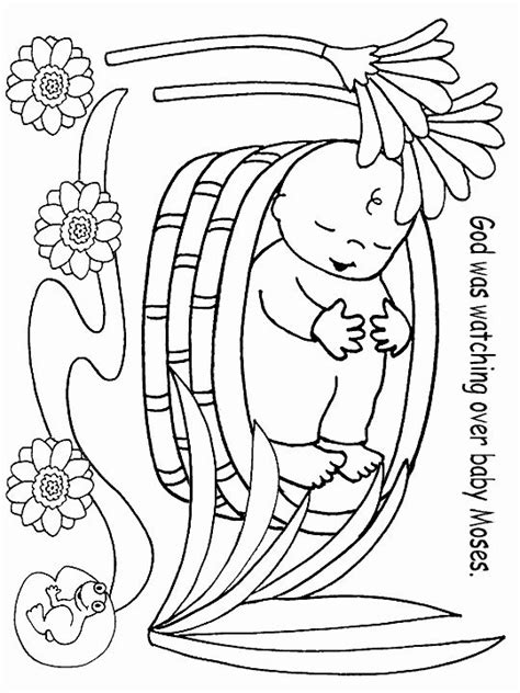 baby moses coloring page lovely god takes care   coloring page toddler sunday school baby