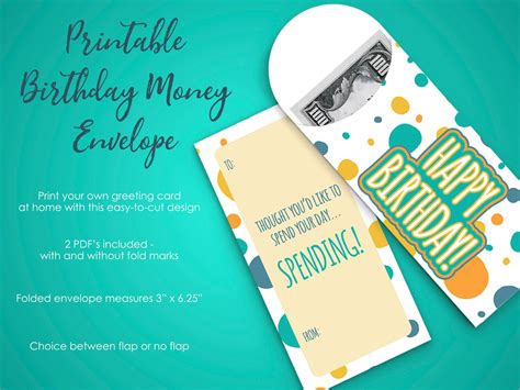 Printable Birthday Card To Hold Cash Money Envelope For Boy Etsy
