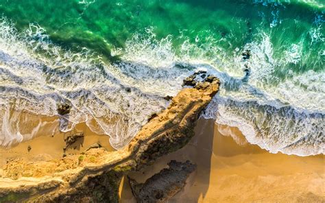 Seashore Wallpaper 4k Aerial View Beach Cliff Ocean
