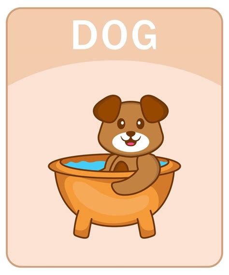 Alfabet Flashcard Met Schattige Hond Stripfiguur Vectorkunst