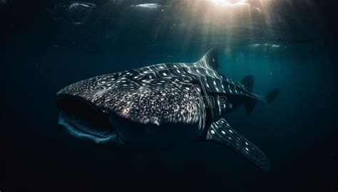 One Majestic Whale Shark Swimming In The Tranquil Blue Sea Generated By Ai Stock Illustration