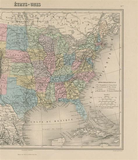 Antique Map Of North America By Migeon 1880 At 1stdibs Us Map 1880