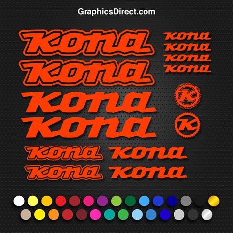 Kona Vinyl Replacement Decal Sticker Sets