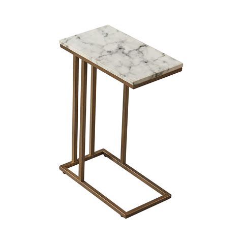 Versanora Marmo Faux Marble Top Contemporary C Shape Accent Side End