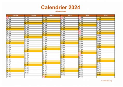 Calendrier 2024 à Imprimer