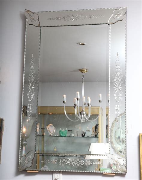 French Bevelled And Etched Mirror Vintage Bathroom Mirrors