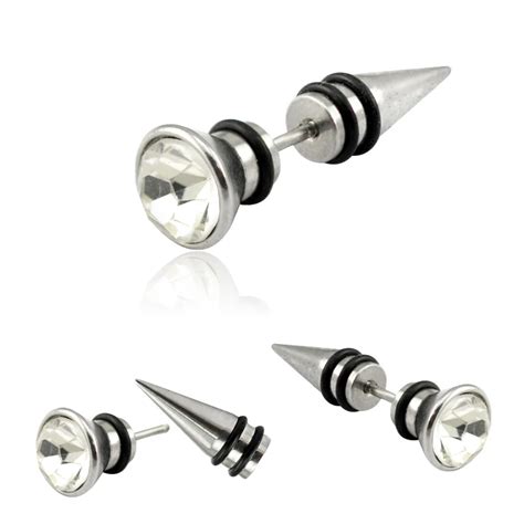 Stainless Steel Fake Ear Plugs Stretcher Earring Taper Spike Cheater Expander Earing Stud