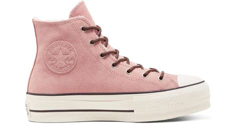 Converse Suede Sherpa Chuck Taylor All Star Platform In Pink Lyst