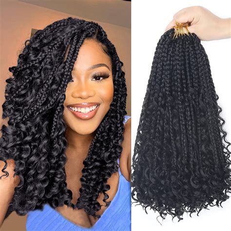 Buy Goddess Bohemian Box Braids Crochet Hair 14 Inch Curly Ends 8 Packs Synthetic Braiding